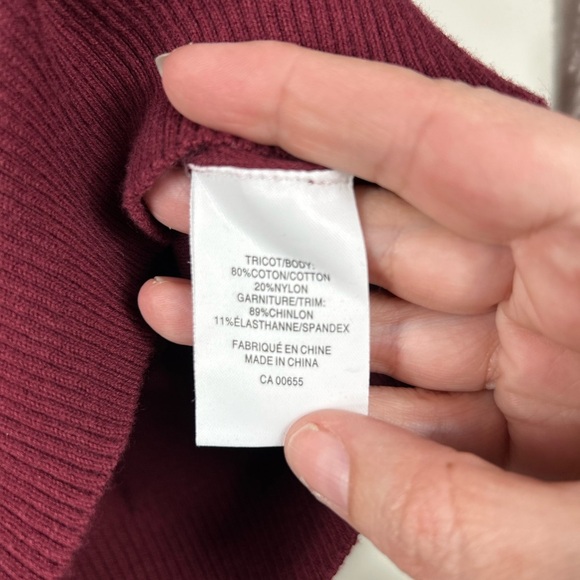 Reitmans sweater with lace sleeves, Small, burgundy, crewneck, Office Event - Picture 8 of 8